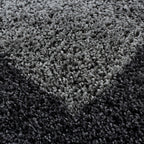 Round high-pile floor rug - Edge Grey