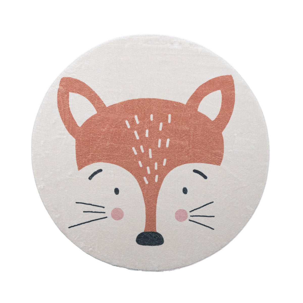 Round Washable Kids Rug - Sammy Fox Orange