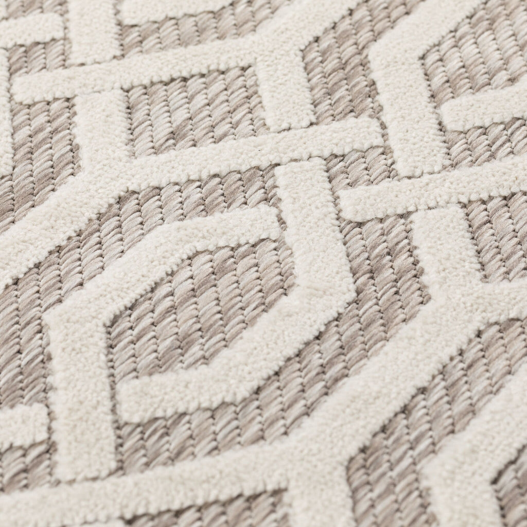 Round outdoor rug - Piatto Mataro Cream/White
