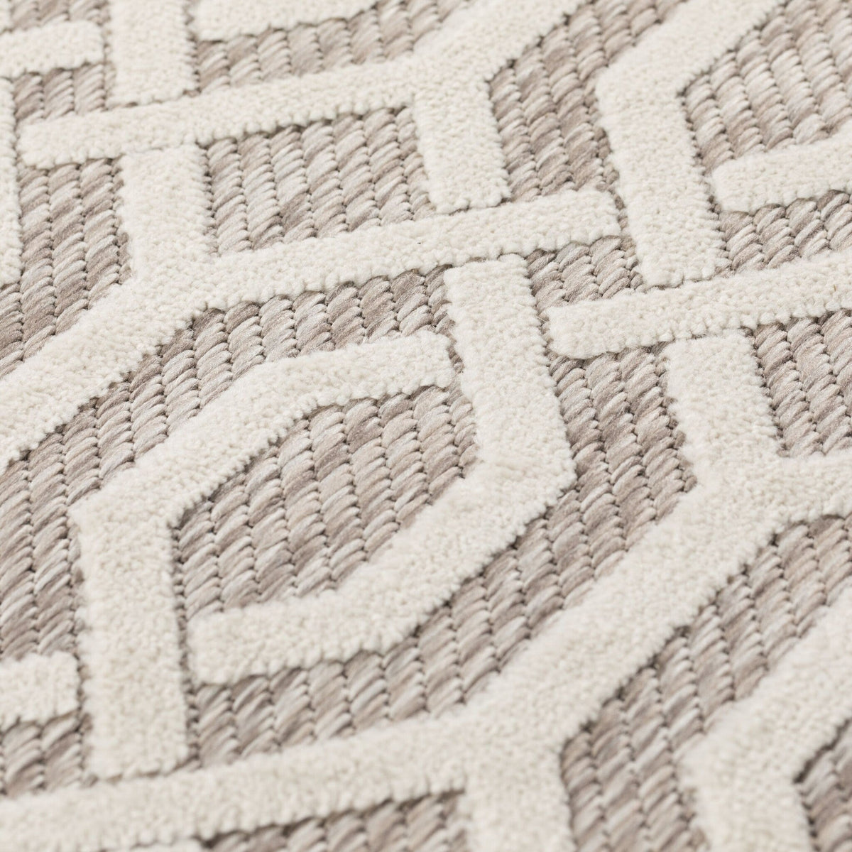 Round outdoor rug - Piatto Mataro Cream/White