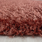 Round high-pile floor rug - Blushy Terra/Brown