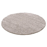 Round High Pile Rug - Solid Light Grey
