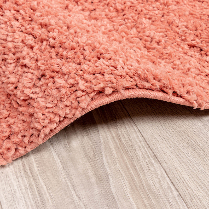 Round High-Pile Rug - Lofty Peach Pink
