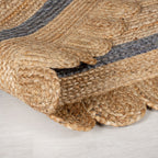 Round jute floor rug - Grazo Natural/Grey