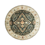 Round Vintage Outdoor Rug - Santo Flora Dark Green