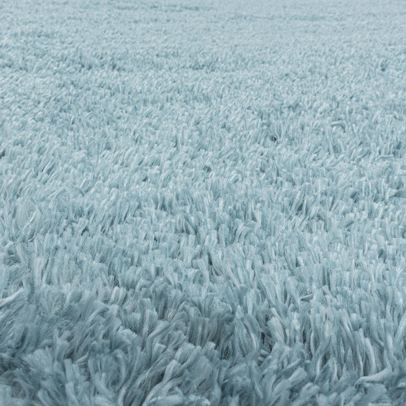 Round high-pile floor rug - Fuzzy Light Blue