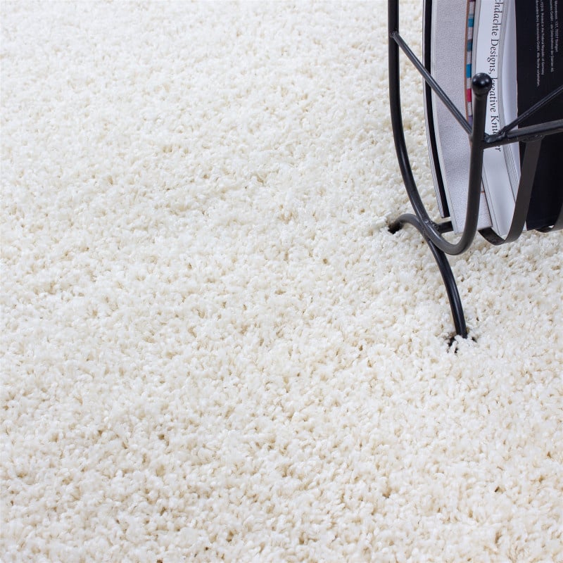 Round High-Pile Rug - Life Cream/White
