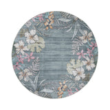Round outdoor rug flowers - Poppy Olive green