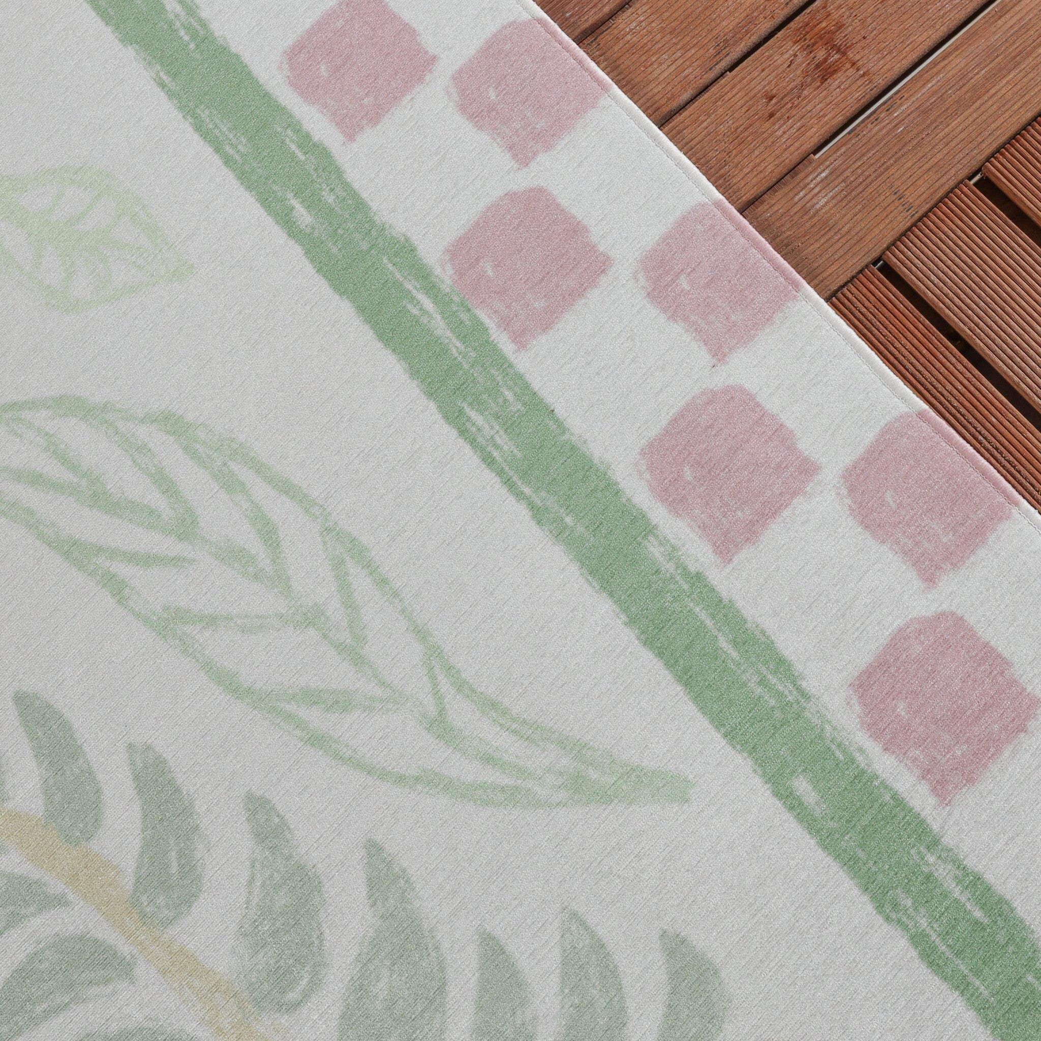 Outdoor Rug - Oasis Leaves Pink/Green