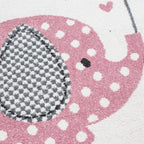 Round Children's Floor Rug - Anna Elephant Umbrella Pink