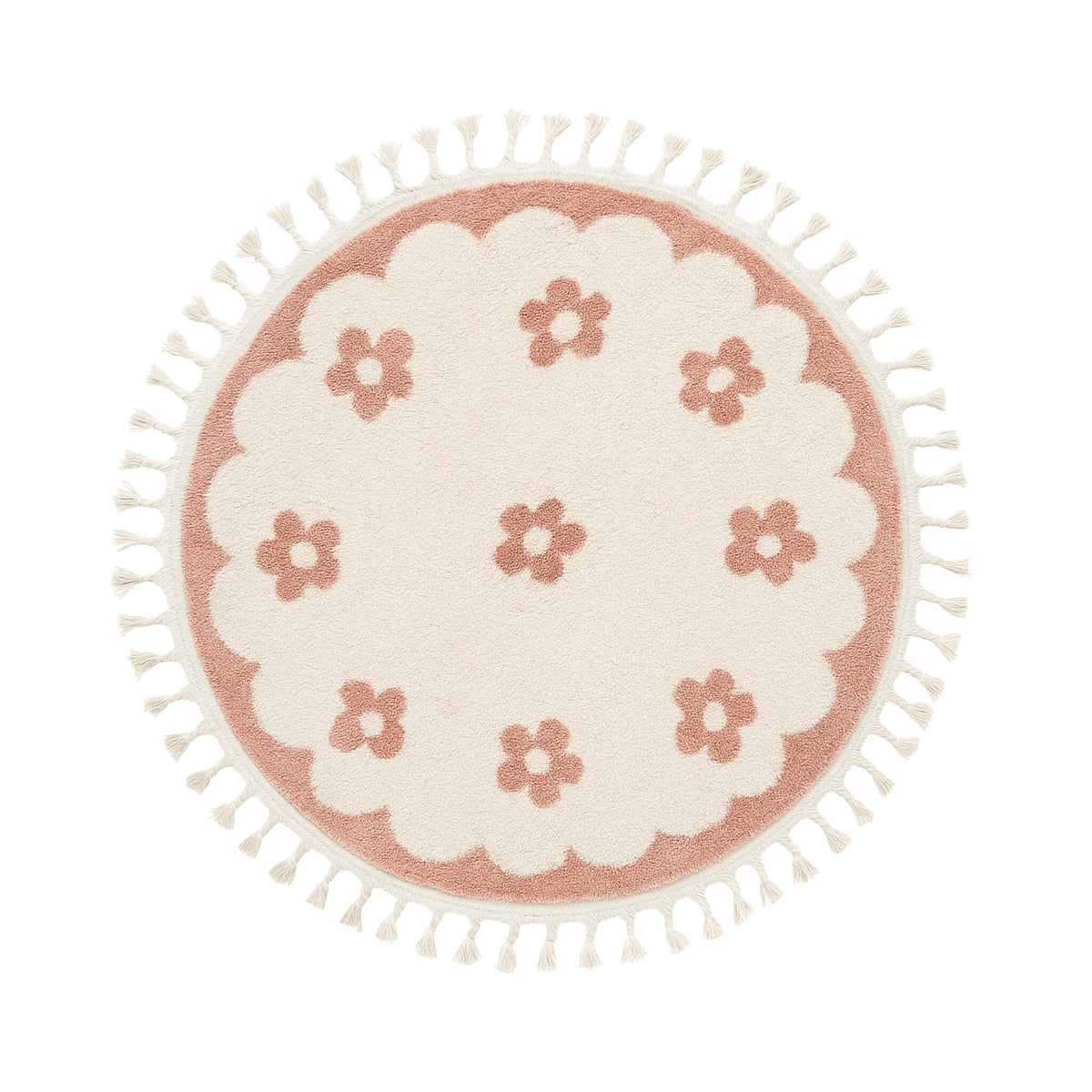 Round washable children's rug - Moos Flower Pink