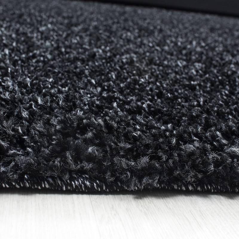 Round high-pile floor rug - Life Anthracite