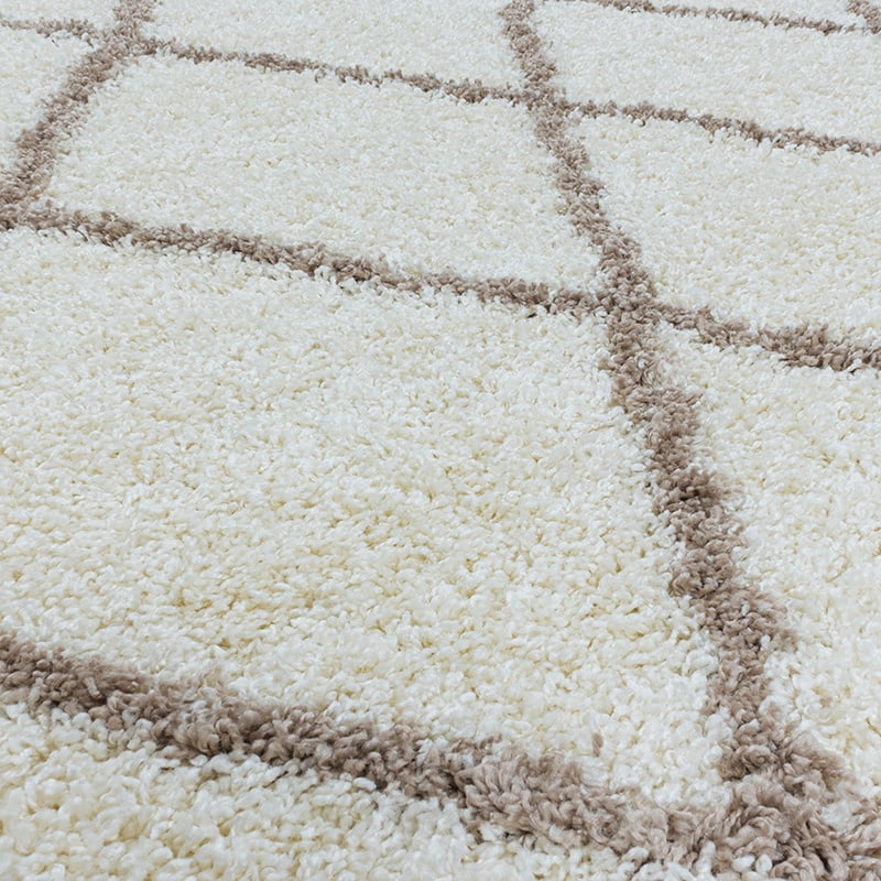 Round Berber Rug - Agadir Lines Creme/Beige