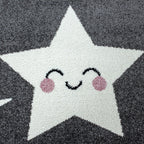 Round children's floor rug - Anna Stars Grey