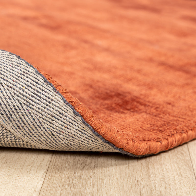 Round Viscose Rug - Pearl Terracotta