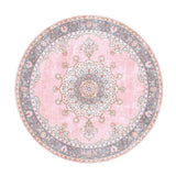 Round Vintage Rug - Lily Medallion Pink