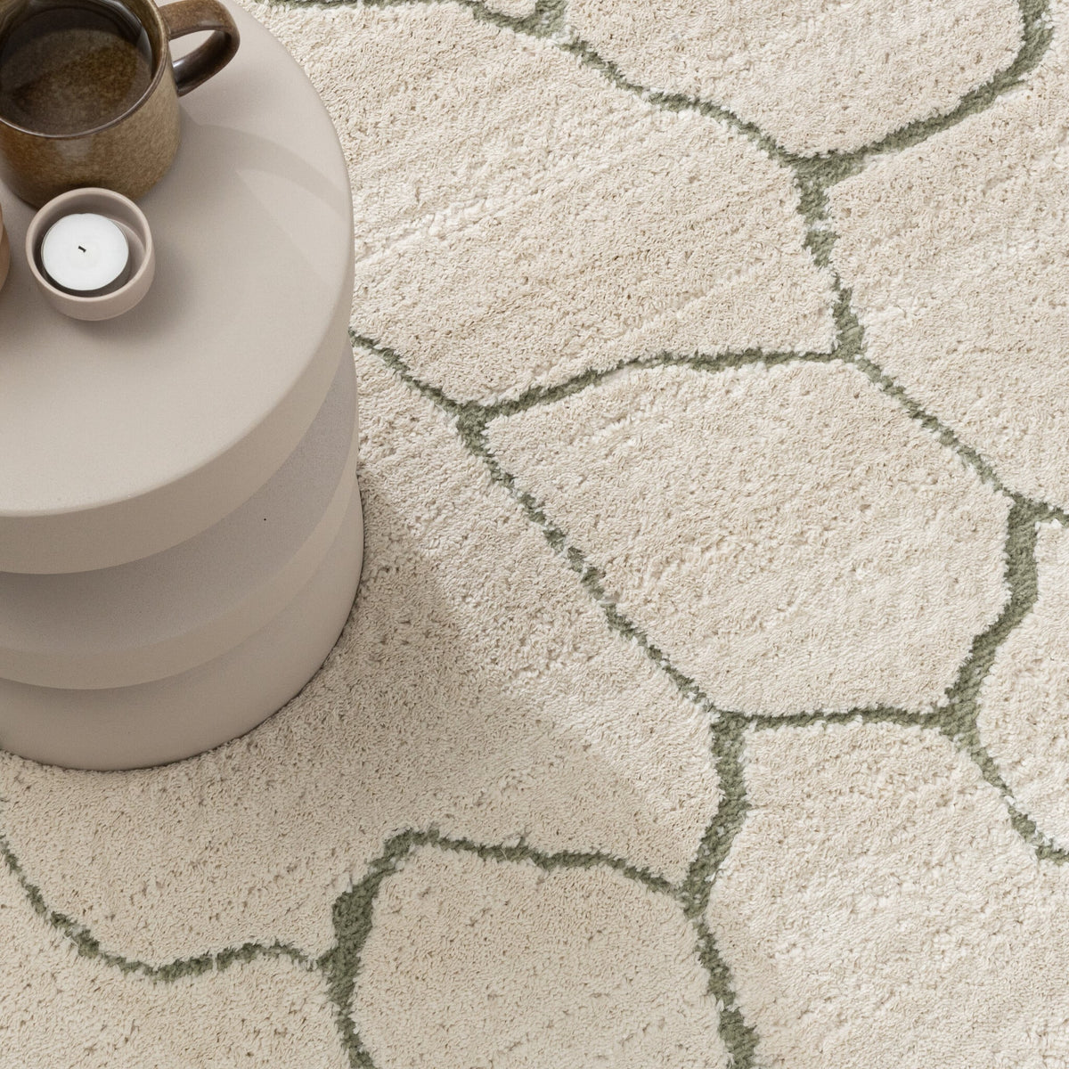 Scandinavian Rug - Yune Stone Cream/Green