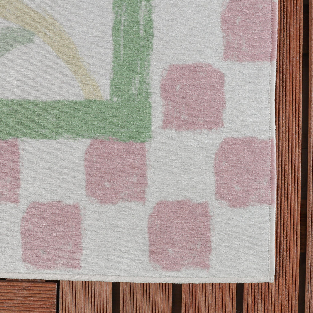Outdoor Rug - Oasis Leaves Pink/Green
