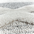 Round Scandinavian floor rug - Pitea Lines Grey/Cream