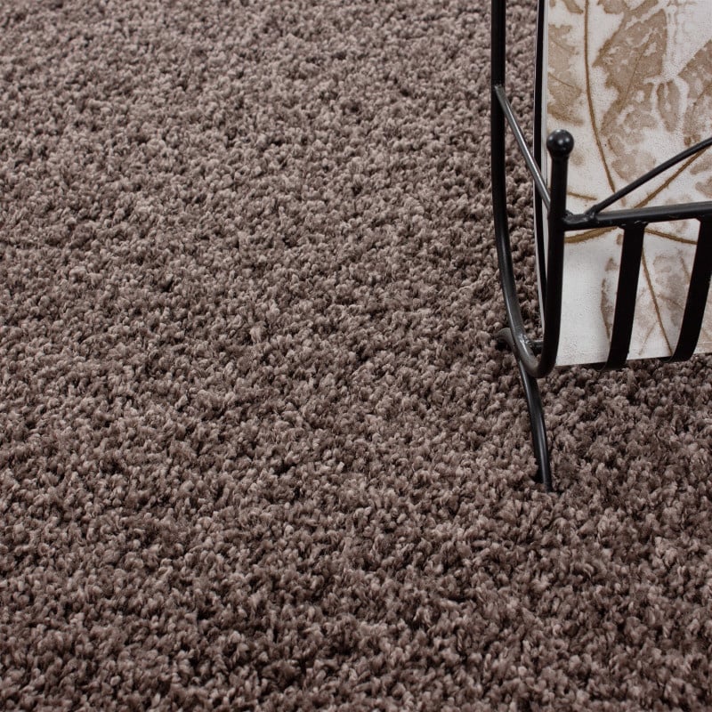 Round High Pile Floor Rug - Life Taupe