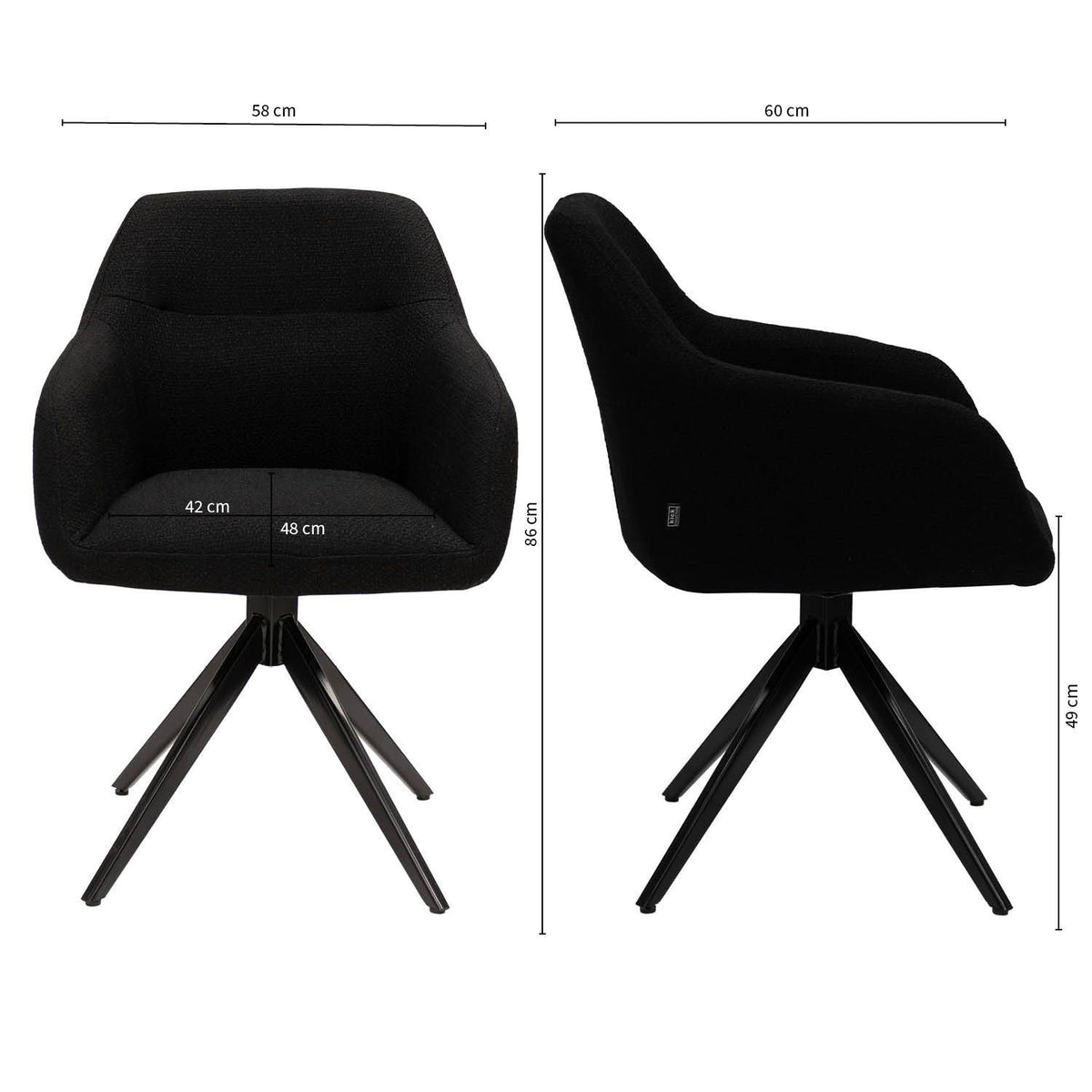 Swivel Chair - Rafi Black