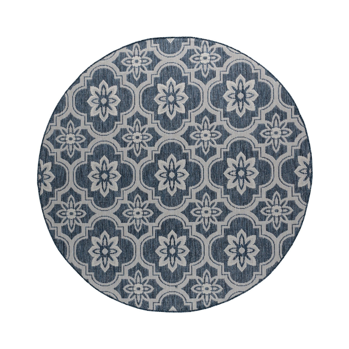 Round Outdoor Rug – Rio Flower Blue