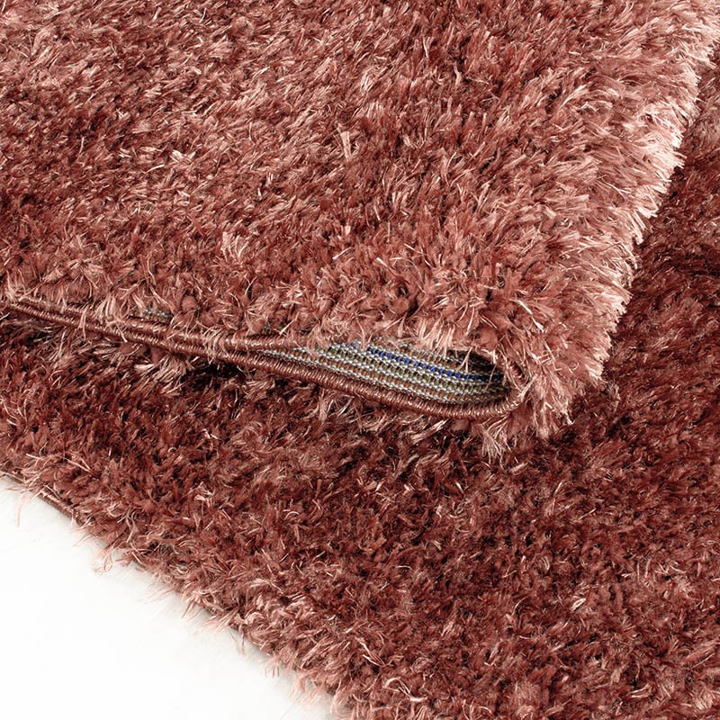 Round high-pile floor rug - Blushy Terra/Brown