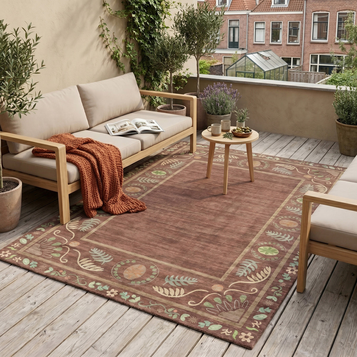 Outdoor rug - Maui Border Brown
