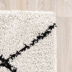 Square High Pile Rug - Grand Lines Cream/Black