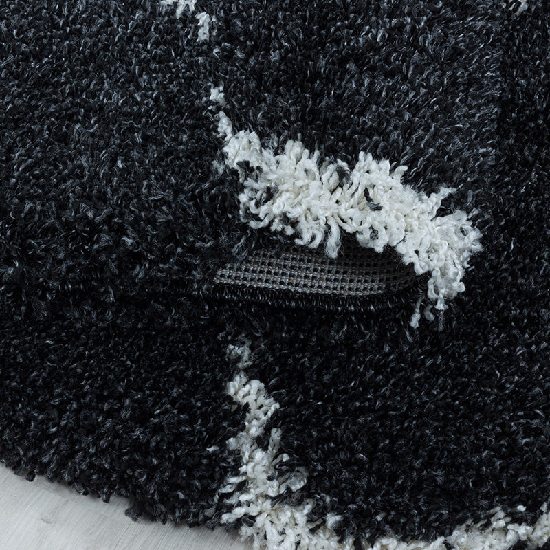 Round Berber Floor Rug - Agadir Circle Anthracite/Cream