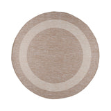 Round Indoor & Outdoor Rug - Sierra Border Beige/Cream