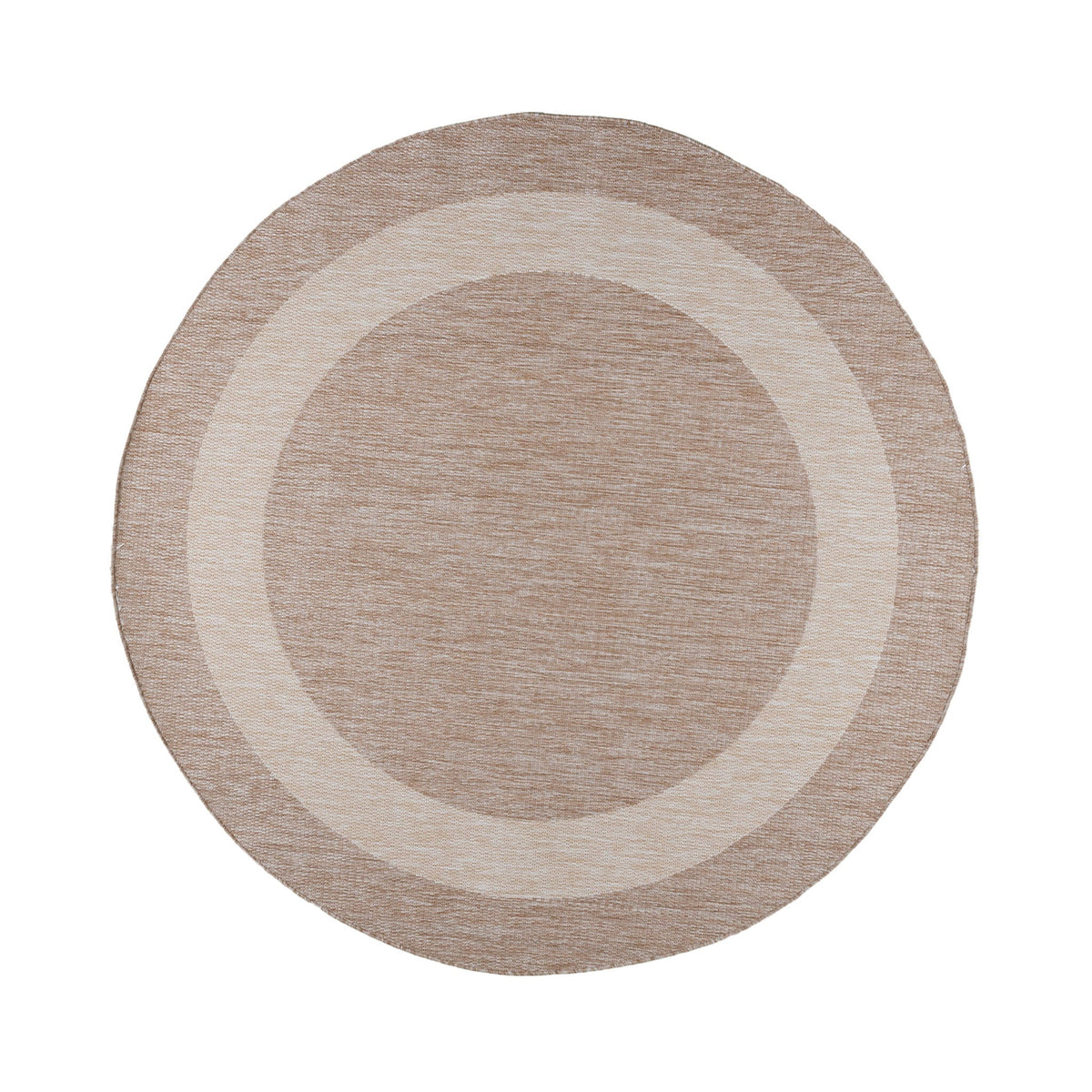 Round Indoor & Outdoor Rug - Sierra Border Beige/Cream