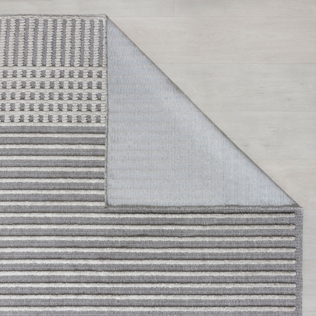 Washable floor rug - Elto Stripe Grey