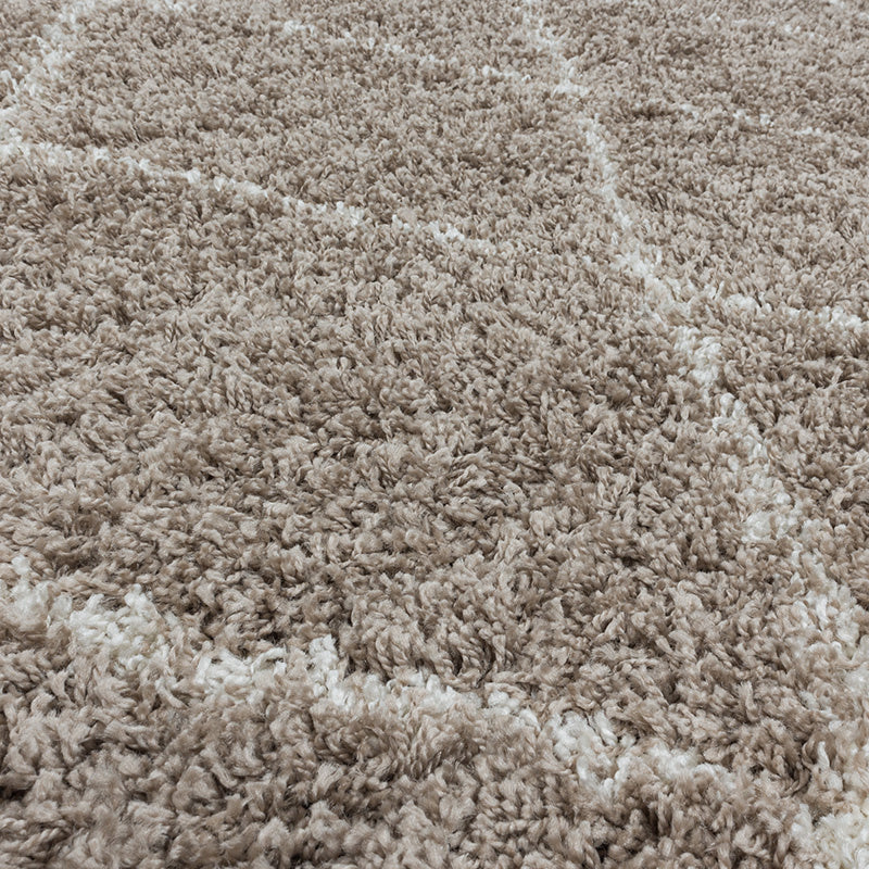 Round Berber Rug - Agadir Lines Beige/Cream