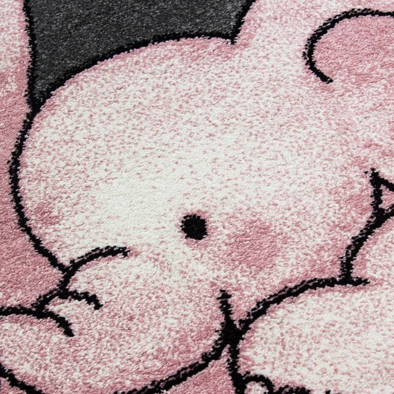 Round Children's floor rug - Anna Elephant Pink