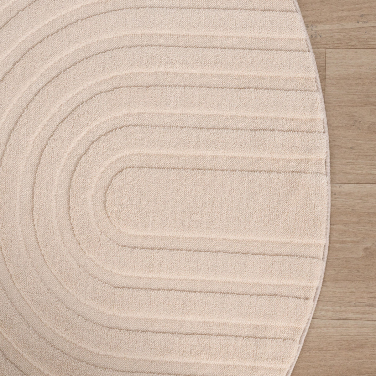 Round Scandinavian Rug - Charm Curves Beige