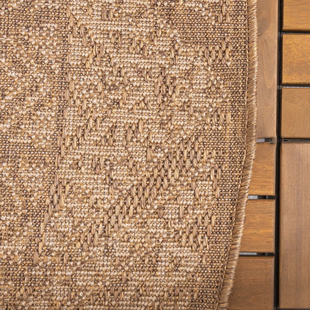 Round Jute Outdoor Rug - Mavi Medallion Brown/Cream