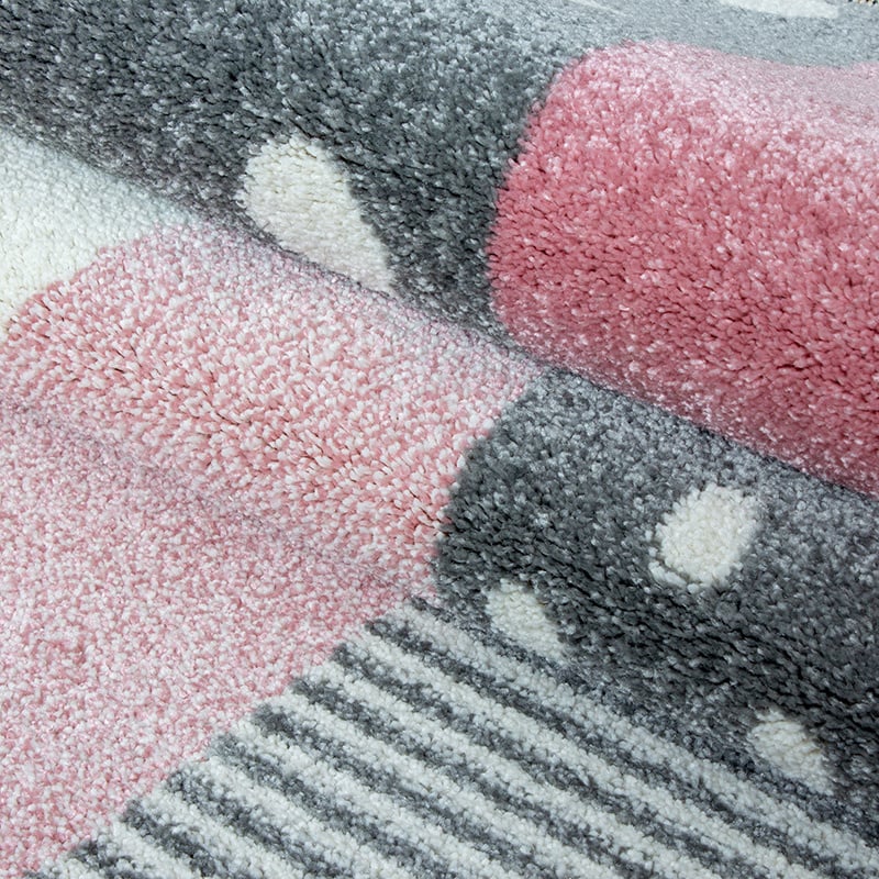 Round children's floor rug - Ava Multi/Pink