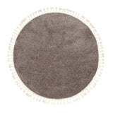 Round High Pile Rug - Lofty Fringe Taupe