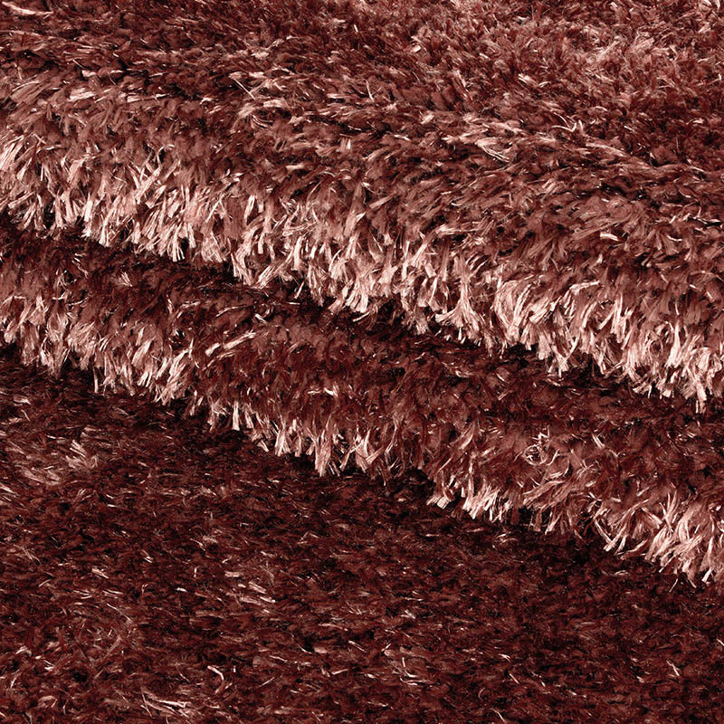 Round high-pile floor rug - Blushy Terra/Brown