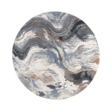 Round Abstract Rug - Xavier Wave Blue/Grey