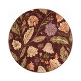 Round washable rug - Misty Flowers Brown