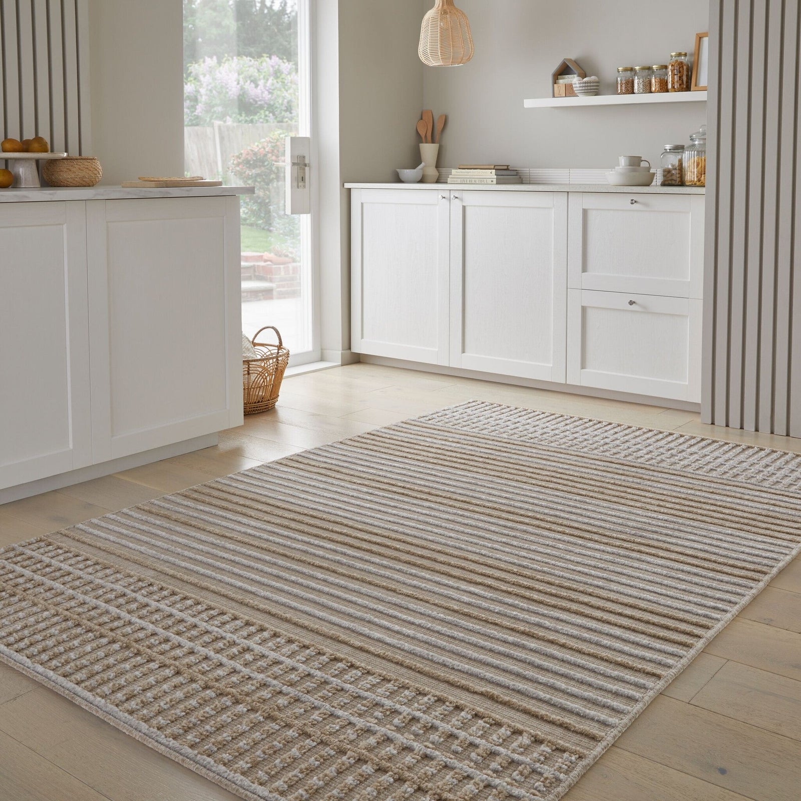 Washable floor rug - Elto Stripe Beige
