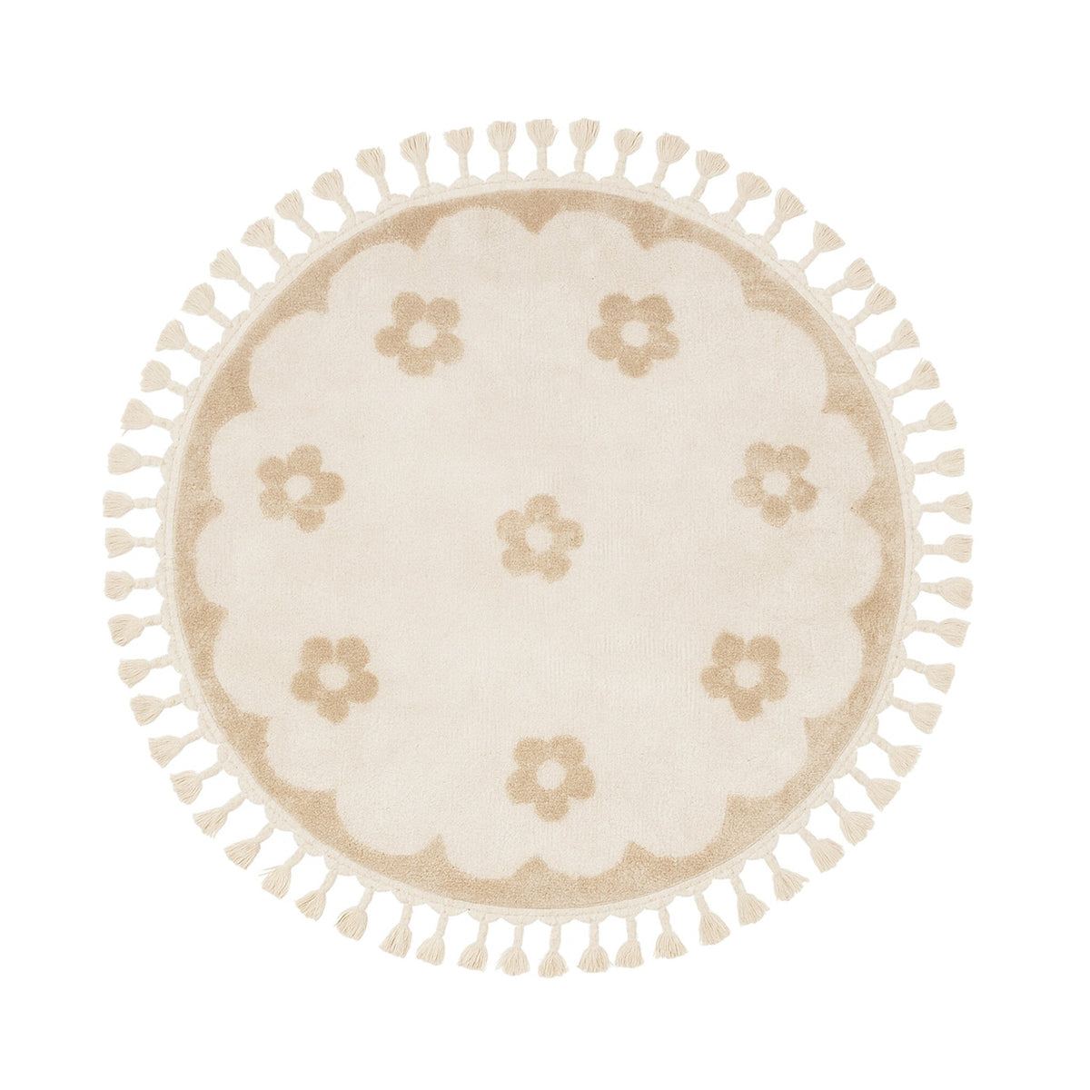Round washable children's rug - Moos Flower Creme