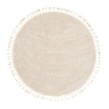 Round High Pile Rug - Lofty Fringe Cream/White