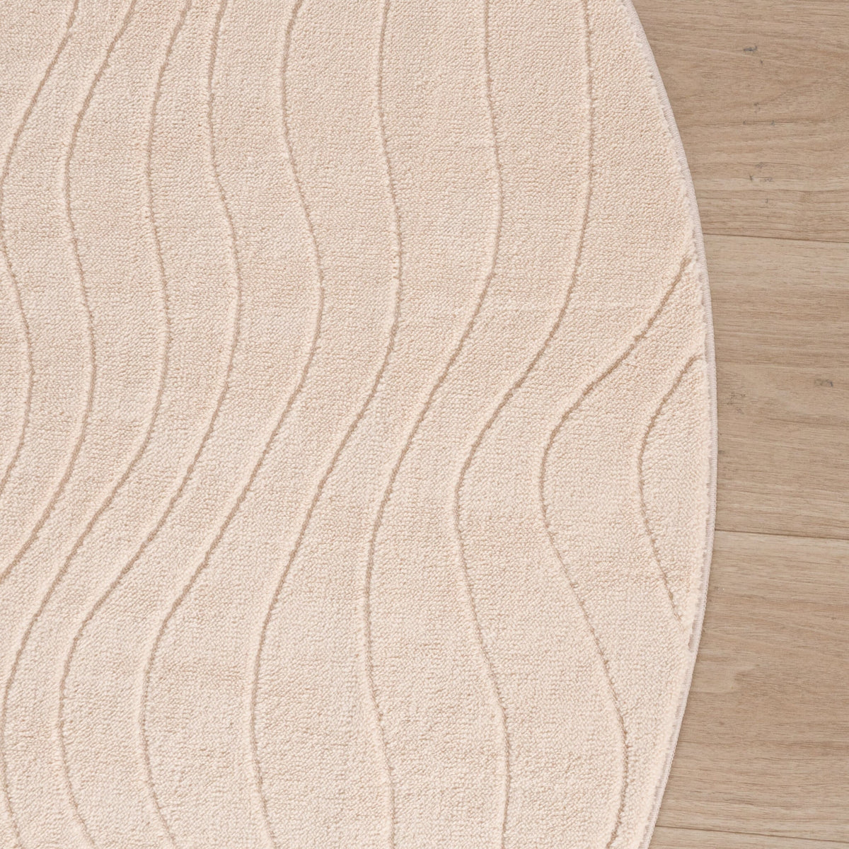 Round Scandinavian Rug - Charm Waves Beige