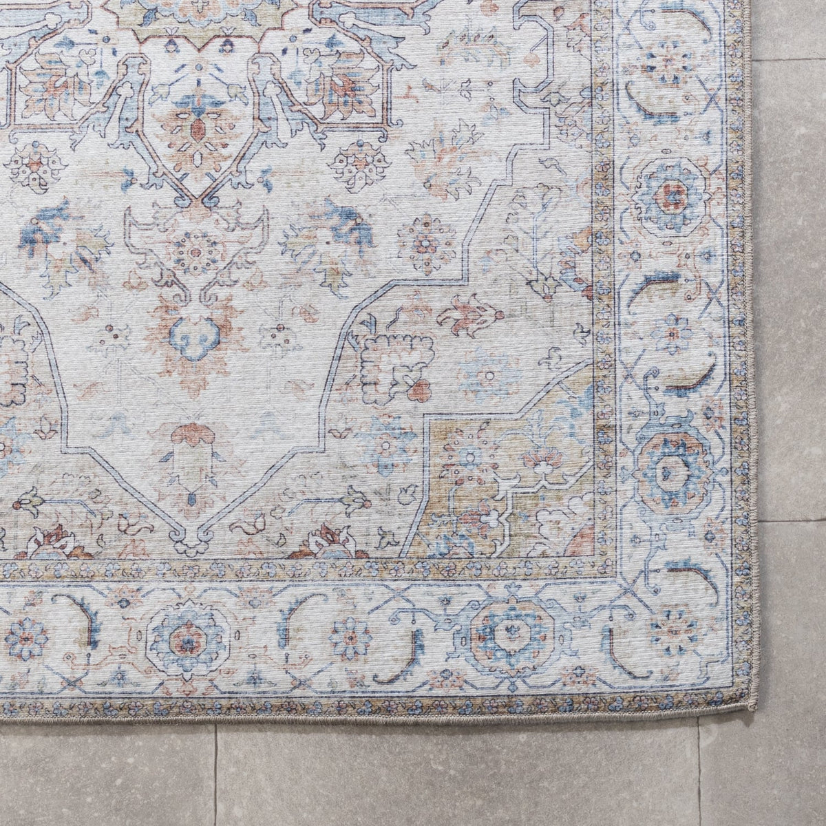 Washable Runner - Domingo Mandala White