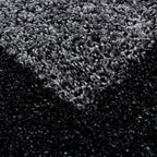 Round High-pile Floor Rug - Edge Black