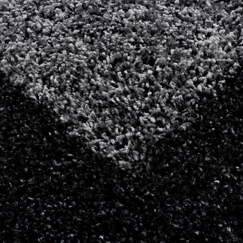 Round High-pile Floor Rug - Edge Black