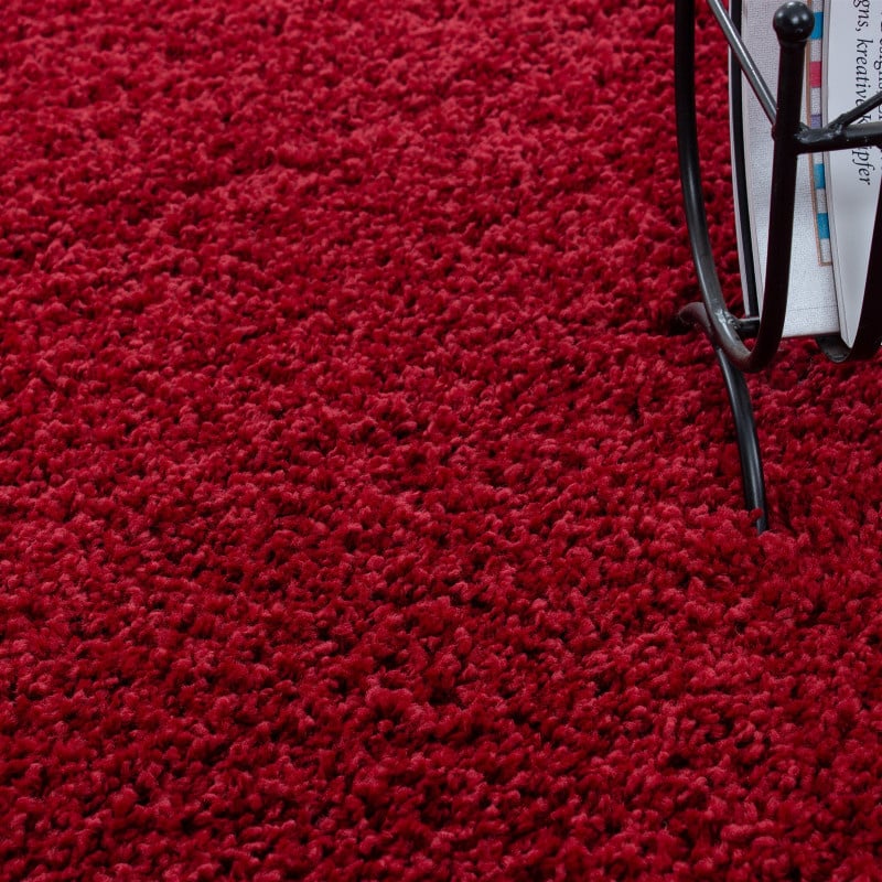 Round high pile floor rug - Life Red